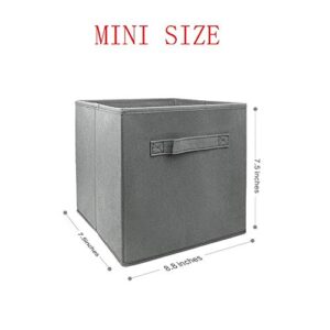 EBIGIC Mini Size 3-Pack Cube Storage Bins 9.0"x7.5"x7.5" Fabirc Foldable Closet Toy Organizer Collapsible Cloth Gray