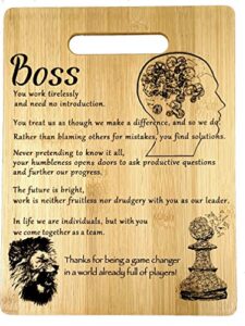 boss appreciation gift-gift for leader, manager-engraved bamboo cutting board 9” x 12”
