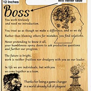 Boss Appreciation gift-Gift for leader, Manager-Engraved Bamboo Cutting board 9” x 12”