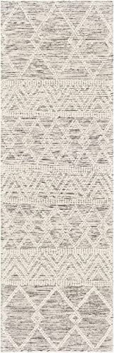 Woolk Moroccan Farmhouse Hand Woven Living Room Bedroom Nursery Wool Area Rug - Vintage Handmade Bohemian Style - Boho Diamond Southwestern Pattern - Beige, White, Brown - 5' x 7'6"