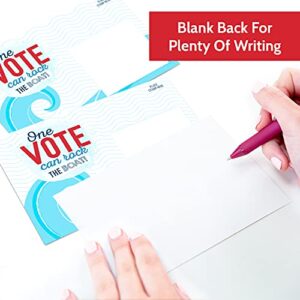 T MARIE 100 Bulk Voter Postcards 4x6” - One Vote Can Rock the Boat - Red, White and Blue Theme With Blank Back for Message to Voters - Encourage Voting In Your State