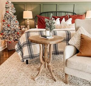 hauteloom muleshoe wool living room, bedroom area rug - modern farmhouse transitional soft carpet - beige, cream, light brown - 9' x 12'