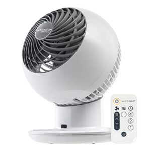 iris usa woozoo oscillating fan, vortex fan, remote equipped 4-in-1 fan w/ timer/ multi oscillation/ air circulator/ 5 speed settings, 82ft max air distance, medium, white