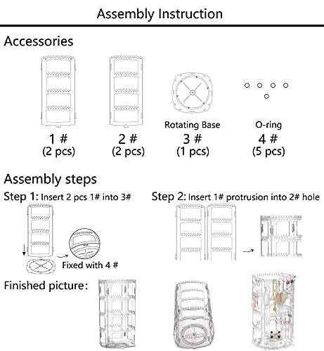 Sooyee Earring Organizer,4 Layers Earring Holder,360 Degree Acrylic Earring Holder Organizer,Jewelry Display for Earrings Bracelets Necklaces, Clear