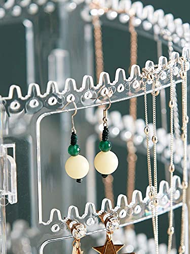 Sooyee Earring Organizer,4 Layers Earring Holder,360 Degree Acrylic Earring Holder Organizer,Jewelry Display for Earrings Bracelets Necklaces, Clear