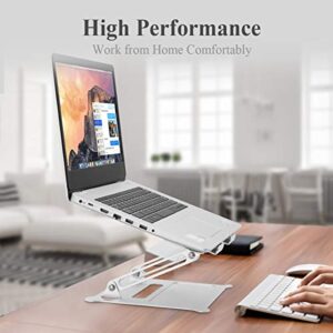 FLAGTOP Adjustable Laptop Stand for Desk, Ergonomic Portable Aluminum Laptop Desk Stand, Non-Slip, Stable, Foldable Laptop Riser, Compatible with MacBook Pro/Air and More Notebooks