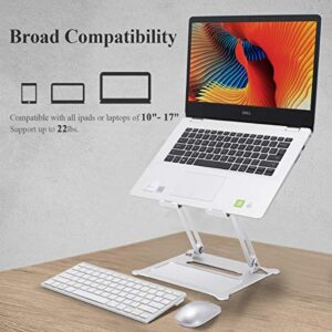 FLAGTOP Adjustable Laptop Stand for Desk, Ergonomic Portable Aluminum Laptop Desk Stand, Non-Slip, Stable, Foldable Laptop Riser, Compatible with MacBook Pro/Air and More Notebooks