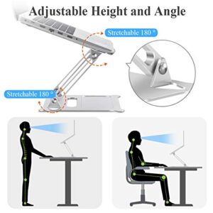 FLAGTOP Adjustable Laptop Stand for Desk, Ergonomic Portable Aluminum Laptop Desk Stand, Non-Slip, Stable, Foldable Laptop Riser, Compatible with MacBook Pro/Air and More Notebooks