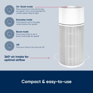 BLUEAIR Bedroom Air Purifier, Small Room Air Cleaner Dust Pet Dander Smoke Mold Pollen Allergen, Odor Removal, Home Office Nursery, 2 Washable Pre Filters, HEPASilent, Metal Cage, Blue 411+(Non-Auto)