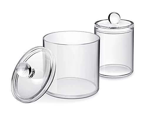 DS. DISTINCTIVE STYLE Bathroom Organizer Cotton Ball Holder Clear Canisters Acrylic Apothecary Jars with Lids (10oz&22oz)