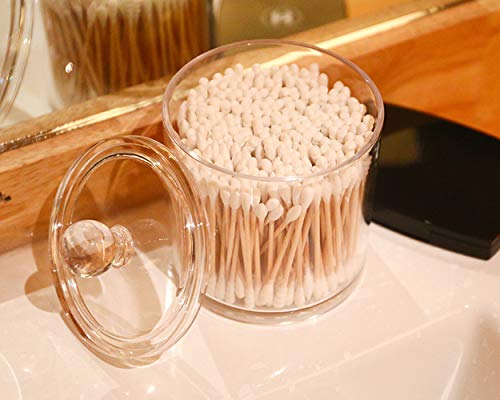 DS. DISTINCTIVE STYLE Bathroom Organizer Cotton Ball Holder Clear Canisters Acrylic Apothecary Jars with Lids (10oz&22oz)