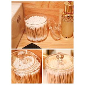 DS. DISTINCTIVE STYLE Bathroom Organizer Cotton Ball Holder Clear Canisters Acrylic Apothecary Jars with Lids (10oz&22oz)