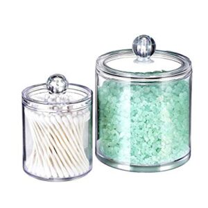 DS. DISTINCTIVE STYLE Bathroom Organizer Cotton Ball Holder Clear Canisters Acrylic Apothecary Jars with Lids (10oz&22oz)