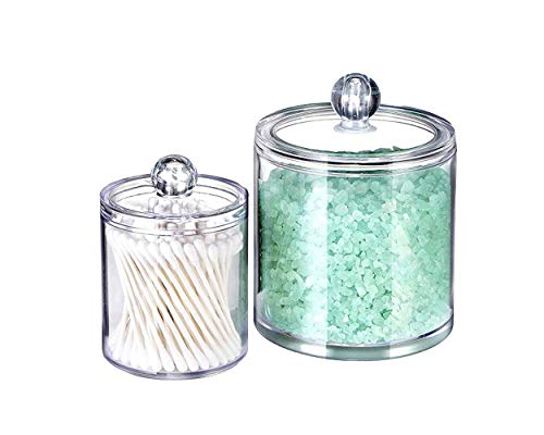 DS. DISTINCTIVE STYLE Bathroom Organizer Cotton Ball Holder Clear Canisters Acrylic Apothecary Jars with Lids (10oz&22oz)