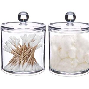 DS. DISTINCTIVE STYLE Bathroom Organizer Cotton Ball Holder Clear Canisters Acrylic Apothecary Jars with Lids (10oz&22oz)