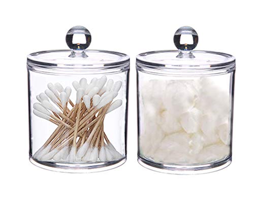 DS. DISTINCTIVE STYLE Bathroom Organizer Cotton Ball Holder Clear Canisters Acrylic Apothecary Jars with Lids (10oz&22oz)