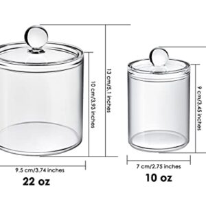 DS. DISTINCTIVE STYLE Bathroom Organizer Cotton Ball Holder Clear Canisters Acrylic Apothecary Jars with Lids (10oz&22oz)