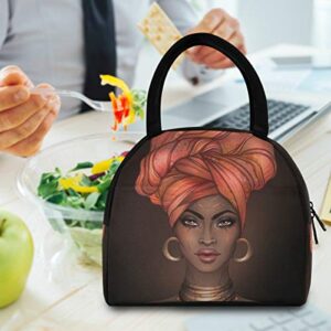 senya Lunch Bag, African American Woman Insulated Lunch Box Cooler Bag Tote Bag for Women Kids/Picnic/School/Work