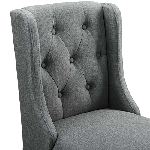 Modway Baronet Counter Bar Stool Upholstered Fabric Set of 2, Gray