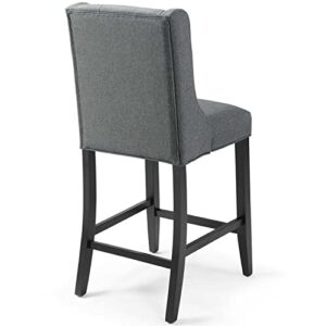 Modway Baronet Counter Bar Stool Upholstered Fabric Set of 2, Gray