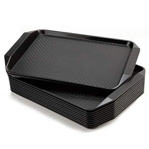 eslite plastic fast food serving tray,16.95 by 11.82-inch,set of 12 (black)