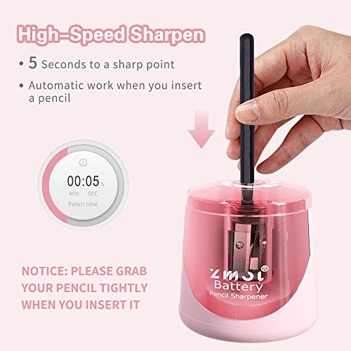 ZMOL Battery Powered Electric Pencil Sharpener,Small Battery Operated Pencil Sharpeners Portable,Fast Sharpen, Suitable for No.2/Colored Pencils(6-8mm), School/Classroom/Office/Home