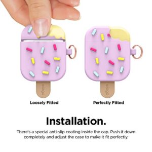 elago Ice Cream AirPods Case with Keychain Designed for Apple AirPods 1 & 2, Shockproof Protective Skin, Cute Accessories for Girls, Kids, Boys [US Patent Registered] (Blueberry)