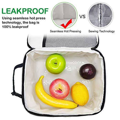 Reusable Insulated Cooler Lunch Bag Leakproof Office Work Picnic Meal Lunch Box with Multi-Pockets for Men Women (Grey, Small)