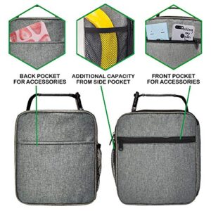 Reusable Insulated Cooler Lunch Bag Leakproof Office Work Picnic Meal Lunch Box with Multi-Pockets for Men Women (Grey, Small)