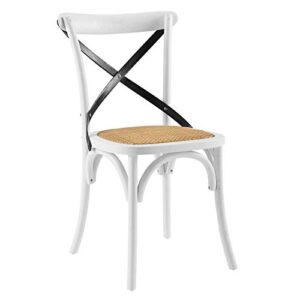 modway gear dining side chair, white black