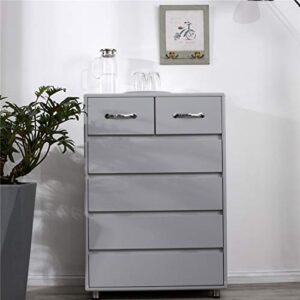 RASOO Chest of Drawer 6 Drawers Dressers Chest for Bedroom Cabinet Tall Grey Bedside Drawers Wide Storage Space Sidetable Dresser Chest (6 Drawers, Grey)