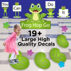 frog hop classroom playscape - sensory path - 15 highly durable vinyl decals for school hallway floors