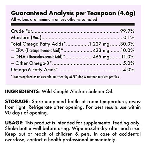 Wild Alaskan Salmon Oil for Dogs & Cats - Pure Fish Omega 3 6 9 Liquid EPA DHA Fatty Acids - Skin & Coat Supplement - Supports Joint Function, Brain, Eye, Immune & Heart Health - Made in USA 32 oz