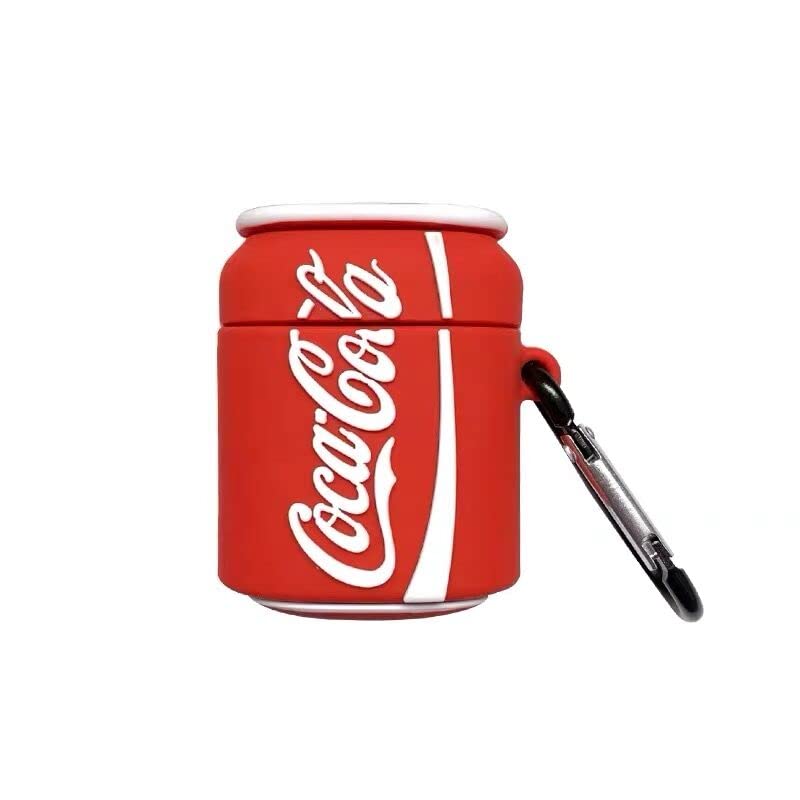 Ultra Thick Soft Silicone Coke Cola Case for Apple AirPods 1 2 1st 2nd Generation AirPods1 AirPods2 Red Can Drink Classic Decent Simple Design Boys Girls Men