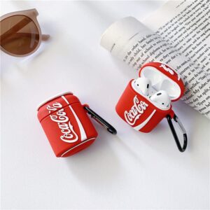 Ultra Thick Soft Silicone Coke Cola Case for Apple AirPods 1 2 1st 2nd Generation AirPods1 AirPods2 Red Can Drink Classic Decent Simple Design Boys Girls Men