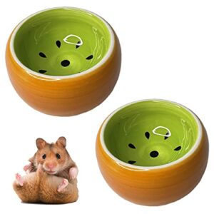 hamster bowl, ceramic guinea pig water bowl small animal food dish for syrian hamster rabbit gerbil chinchilla hedgehog sugar glider rat (2 pcs)