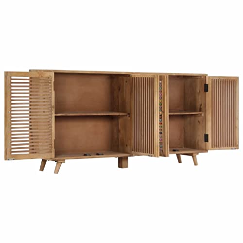 vidaXL Sideboard Buffet Kitchen Storage Cabinet with Doors Liquor Dining Room Hallway Cupboard Console Table Accent Cabinet Solid Wood Mango 59.1" x 11.8" x 29.5"