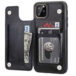 iphone 11 pro max wallet case with card holder,ot onetop pu leather kickstand card slots case,double magnetic clasp and durable shockproof cover for iphone 11 pro max 6.5 inch(black)