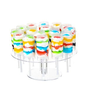 Clear Round Acrylic 16 Holes Push Pop Cake Stand for Party, Wedding, Bakery (9.44'' of Diameter)