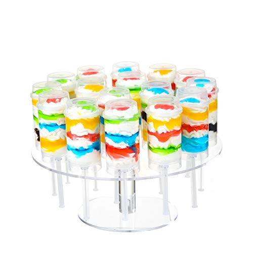 Clear Round Acrylic 16 Holes Push Pop Cake Stand for Party, Wedding, Bakery (9.44'' of Diameter)