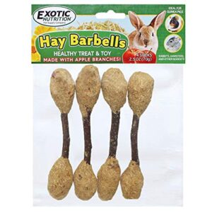 hay barbells - healthy natural chew treat - oat hay, rose hips, calendula flowers, apple branches - rabbits, guinea pigs, chinchillas, degus, hamsters, rats, squirrels & other small pets