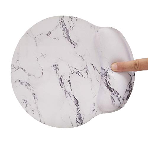 Non Slip Mouse Pad Wrist Rest for Office, Gaming,Computer, Laptop & Mac - Durable & Comfortable & Lightweight for Easy Typing & Memory Foam Pain Relief-Ergonomic Support (White Marble)