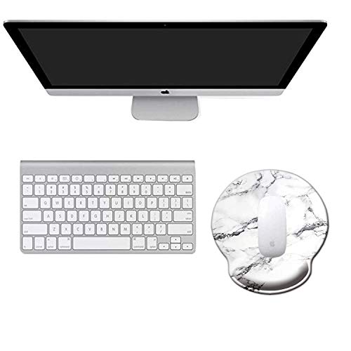 Non Slip Mouse Pad Wrist Rest for Office, Gaming,Computer, Laptop & Mac - Durable & Comfortable & Lightweight for Easy Typing & Memory Foam Pain Relief-Ergonomic Support (White Marble)