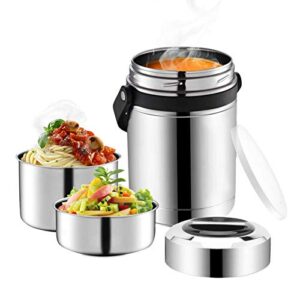 soup thermos for adults,large 3 tier 61oz thermos for hot food,wide mouth insulated food container,stainless steel lunch thermos flask jar,thermal bento lunchbox for office camping picnic outdoors