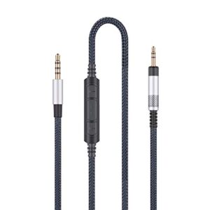 replacement audio cable with in-line mic remote volume control compatible with bose qc25, qc35, qc35ii, quietcomfort 25 35 headphones, audio cord compatible with samsung galaxy huawei android