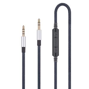 audio replacement cable with in-line mic remote volume control compatible with b&o play by bang & olufsen beoplay h6, h7, h8, h9, h2 headphones and compatible with samsung galaxy huawei android