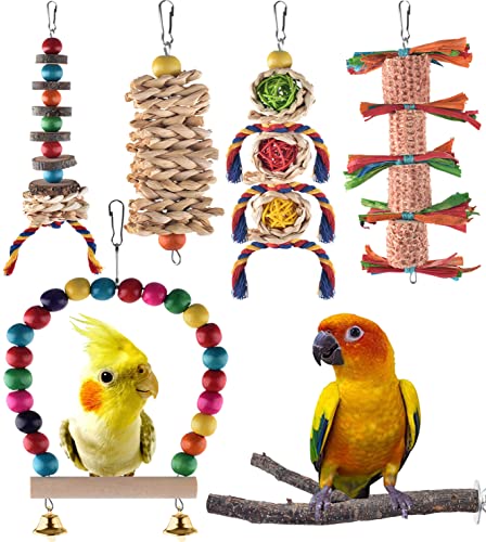 KATUMO Bird Toys, Parrot Chew Toys Parakeet Perch Conure Swing Cockatiel Cage Toys for Lovebird Conure Parakeet and Small Birds