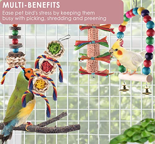 KATUMO Bird Toys, Parrot Chew Toys Parakeet Perch Conure Swing Cockatiel Cage Toys for Lovebird Conure Parakeet and Small Birds