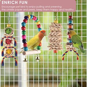 KATUMO Bird Toys, Parrot Chew Toys Parakeet Perch Conure Swing Cockatiel Cage Toys for Lovebird Conure Parakeet and Small Birds