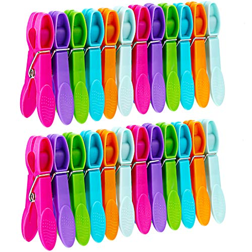 Boao 48 Pieces Washing Line Pegs Clothes Pegs Strong Clothes Pegs Clothespin Clothes Clips Firm Grip Soft Plastic Laundry Pegs for Home Clothes Windproof Supplies (Rainbow Color)